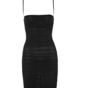 BLACK ORGANZA MESH MAXI DRESS